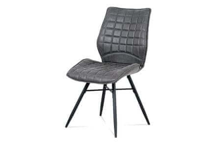 Autronic Moderná jedálenská stolička Jídelní židle, šedá látka vintage, kov černý mat (HC-444 GREY3)